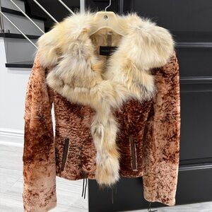 Elegant Shearling and Lambskin Teddy Jacket in Warm Brown Tones (made in Turkey)